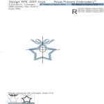 Мини рамка-звёздочка с 3D бантом для монограммы дизайн машинной вышивки - 4 размера