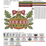 Новогодний шар с бантом и зелёными листьями - 3 размера