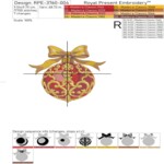 Рождественский шар с золотым бантом и узором - 3 размера