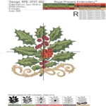 Рождественский орнамент с остролистом и ягодами - 3 размера
