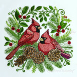 Пара красных кардиналов с шишками - 4 размера