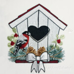 Скворечник с сердцем и снегирём - 4 размера