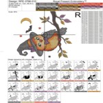 Большие совы в костюмах на Хэллоуин и бант с тыквой — набор дизайнов машинной вышивки