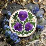 Круглый орнамент Барокко с анютиными глазками - 3 размера