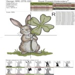 Весенний кролик с листом клевера - 6 размеров