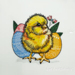 Весенний цыплёнок среди пасхальных яиц - 3 размера