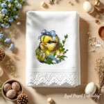 Весенний цыпленок с вербой и бантом - 3 размера