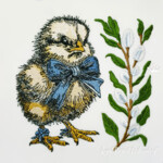 Цыпленок с бантом и вербой - 4 размера