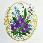 Медальон Весенние Анютины букет - 4 размера