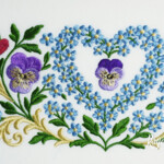 Весенние Анютины глазки с сердечками бордюр - 4 размера