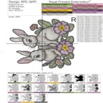 Весенние кролики среди цветов - 4 размера