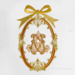 Винтажная овальная рамка с бантом - 3 размера