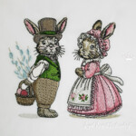 Два винтажных пасхальных кролика Набор - 3 размера