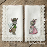 Два винтажных пасхальных кролика Набор - 3 размера