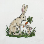 Кролик мама и малыш с морковкой - 4 размера