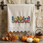 Бордюр Цветные листья и завитки - 4 размера