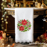 Зимние Пуансеттии круглый орнамент - 4 размера