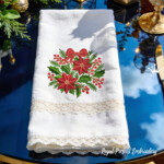 Зимние Пуансеттии с бантом - 4 размера