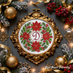 Зимние Пуансеттии рамка - 3 размера