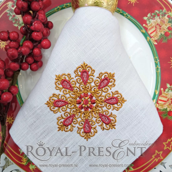 Дизайн для машинной вышивки Винтажная снежинка