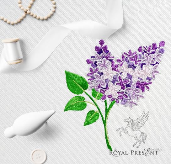 Дизайн машинной вышивки Веточка Сирени Дизайн машинной вышивки Веточка Сирени - 2 размера