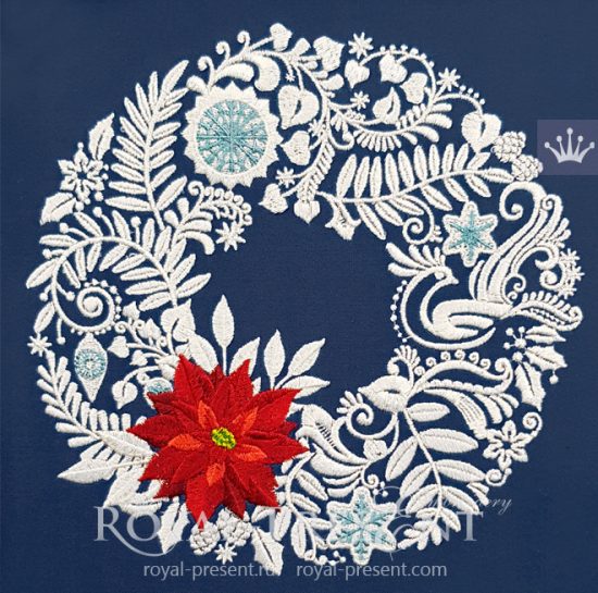 Дизайн машинной вышивки Рождественский венок