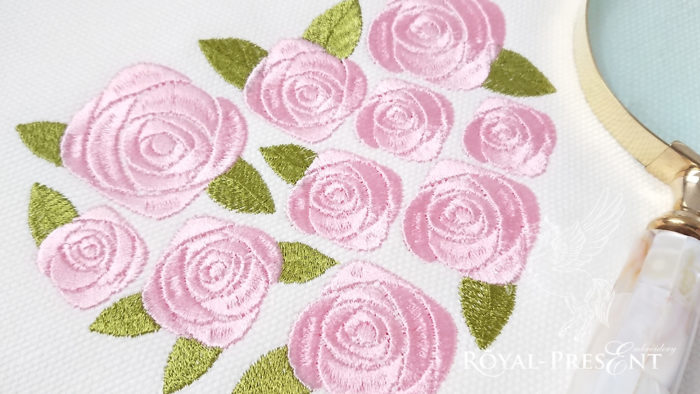 Дизайн машинной вышивки Сердце из садовых роз