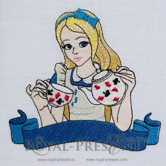 Дизайн машинной вышивки Алиса в стране чудес