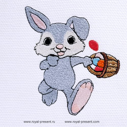 Дизайн машинной вышивки Пасхальный кролик с корзинкой