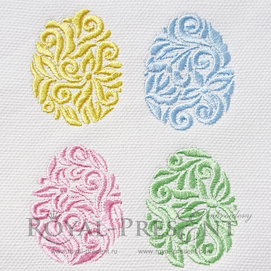 Набор из 4 дизайнов машинной вышивки Декоративные пасхальные яйца