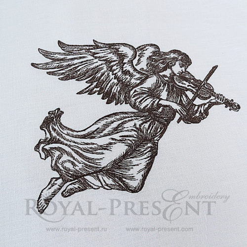 Дизайн машинной вышивки Ангел со скрипкой