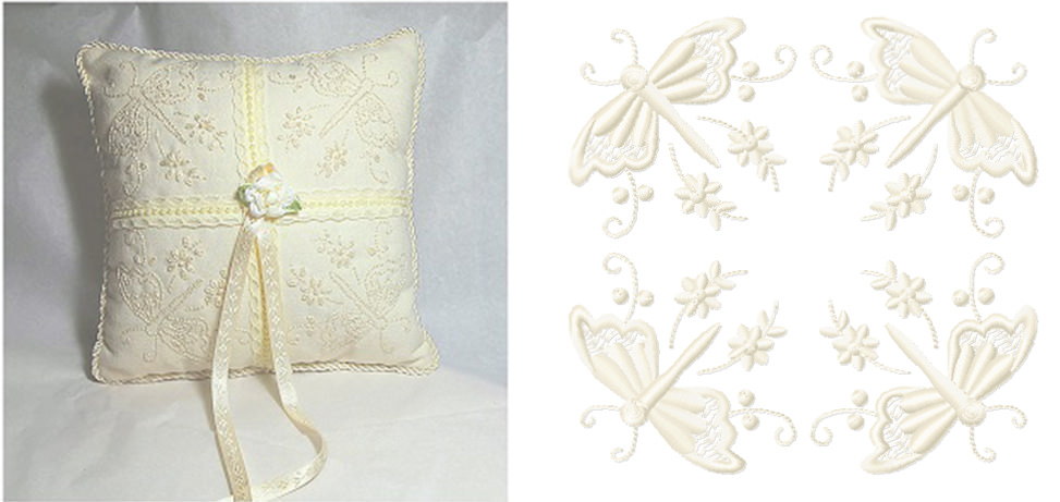 Дизайн для вышивки свадебной подушечки для колец 