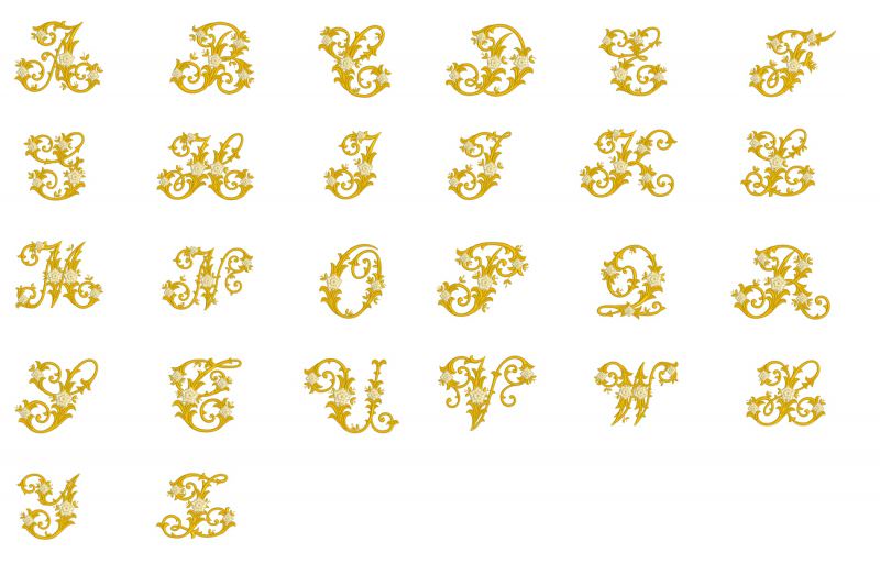 Набор дизайнов машинной вышивки Винтажный латинский алфавит