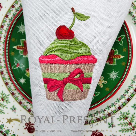 Дизайн машинной вышивки Рождественский кекс