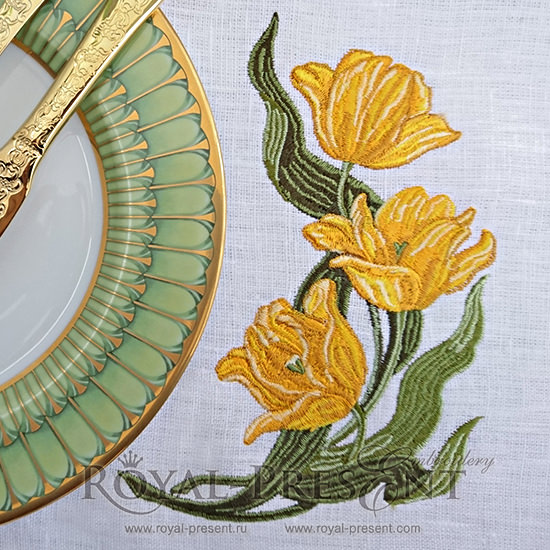 Дизайны для машинной вышивки Желтые Тюльпаны