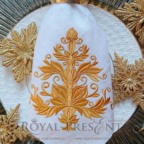 Дизайн машинной вышивки Золотая ель