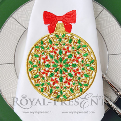 Рождественский Дизайн машинной вышивки Елочный шар