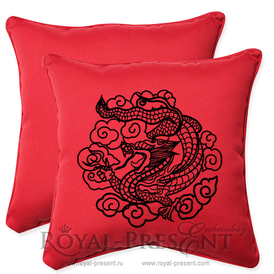 Дизайн для машинной вышивки Традиционный китайский орнамент Дракон - 2 размера