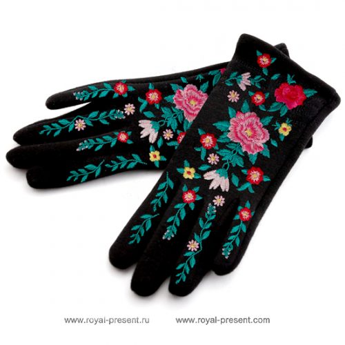 Дизайн машинной вышивки Цветы для перчаток
