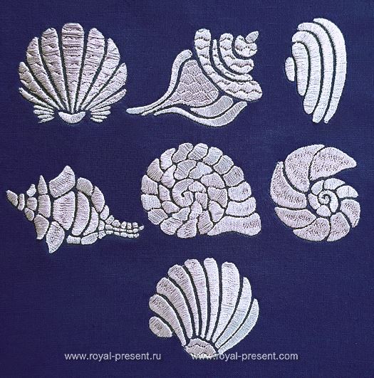 Мини Дизайны для машинной вышивки Морские ракушки
