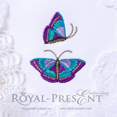 Дизайны Машинной Вышивки Пурпурные Бабочки