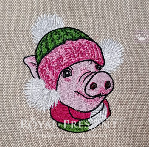 Дизайн машинной вышивки Новогодняя Свинья