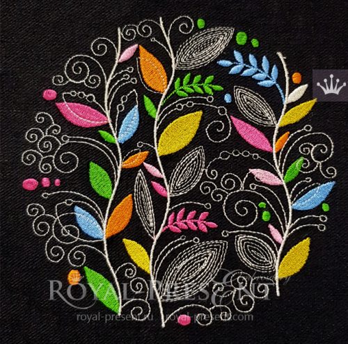 Дизайн машинной вышивки Орнамент из листьев